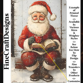 Papel De Seda Papá Noel, Taza, Libro, Decoupage Personalizado AZ