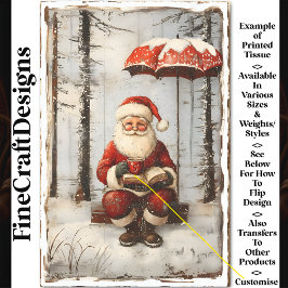 Papel De Seda Papá Noel, Taza, Libro, Decoupage Personalizado AZ