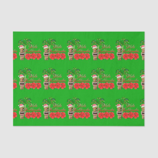 Papel De Seda Papá Noel Tiki Mele Kalikimaka (Anverso)