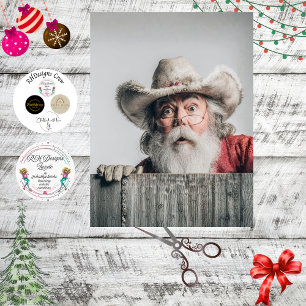 Papel De Seda Papá Noel vaquero decoupage asomándose tras la val