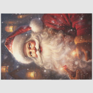 Papel De Seda Papá Noel vintage con brillantes luces Navidades