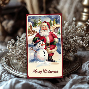 Papel De Seda Papá Noel vintage con Navidades de snowman