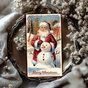 Papel De Seda Papá Noel vintage con Navidades de snowman