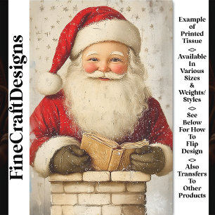 Papel De Seda Papá Noel Vintage en Chimenea AZ5 Decoupage