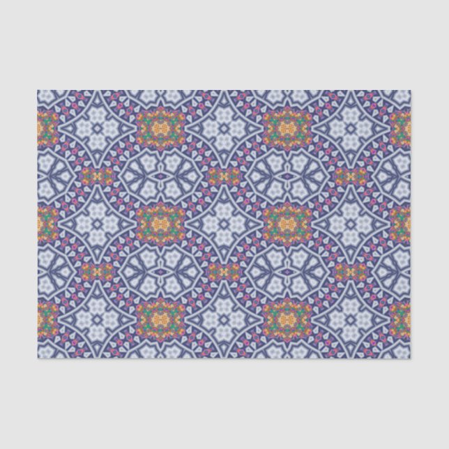 Papel De Seda Papel seda azul y amarillo del caleidoscopio (Anverso)