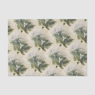 Papel De Seda Papel seda blanco verde elegante del Wildflower