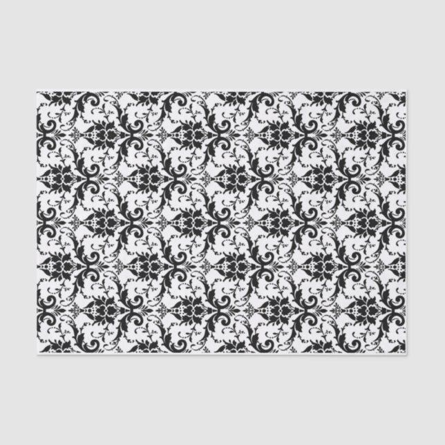 Papel De Seda Papel seda blanco y negro del damasco (Anverso)