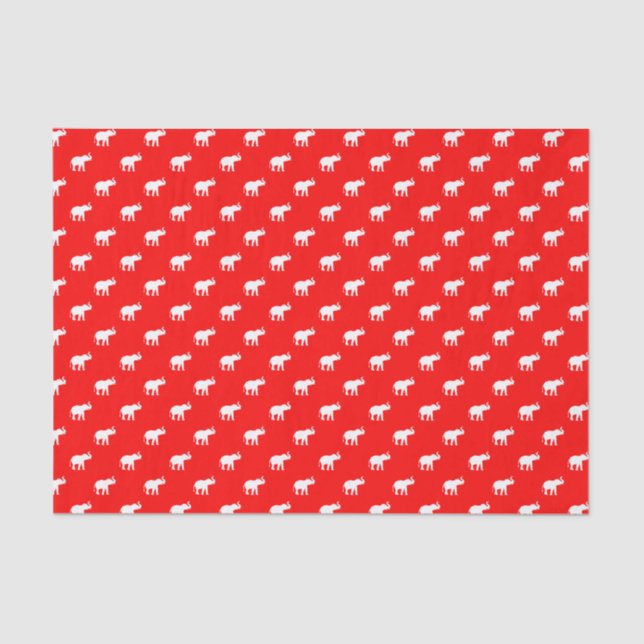 Papel De Seda Papel seda del elefante rojo y blanco (Anverso)