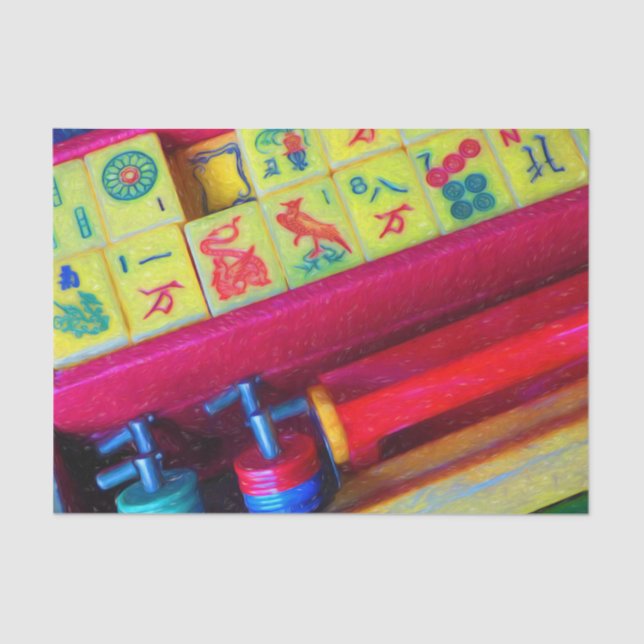 Papel De Seda Papel seda determinado antiguo del Mah Jongg (Anverso)