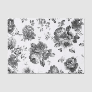 Papel De Seda Papel seda floral del vintage blanco y negro