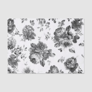 Papel De Seda Papel seda floral del vintage blanco y negro