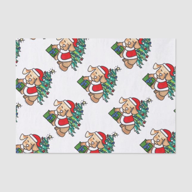 Papel De Seda Papel seda lindo estupendo del perro del navidad (Anverso)