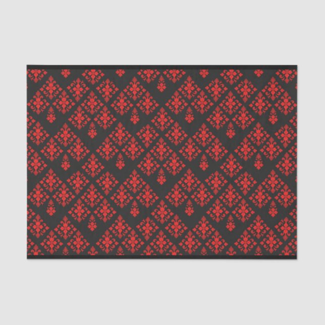 Papel De Seda Papel seda modelado floral rojo (Anverso)