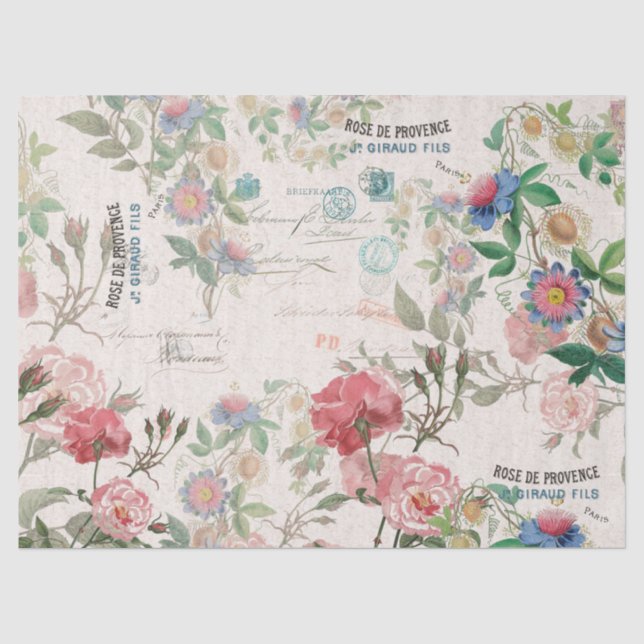 Papel De Seda Papel seda subió Ephemeras francesas del (Anverso)
