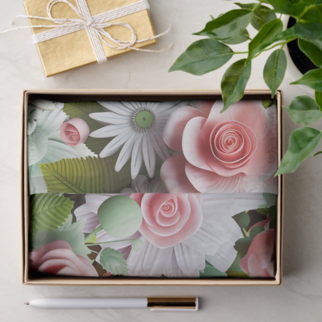 Papel De Seda Paper Flowers Pink and Spring Green (Regalo )