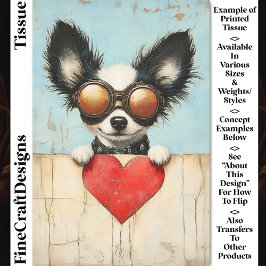 Papel De Seda Papillon Steampunk Dog & Red Heart CQ3 Decoupage