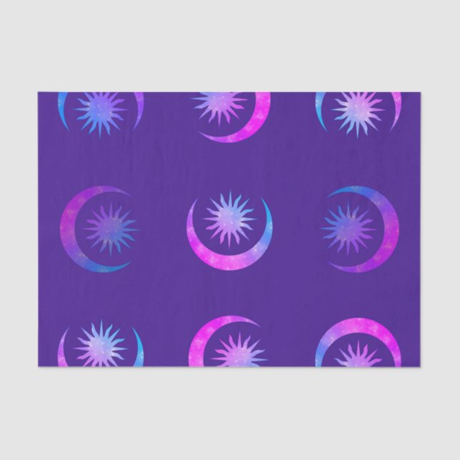 Papel De Seda Paquete Fiesta Violet Indigo Purple Moon & Sun Zen (Anverso)