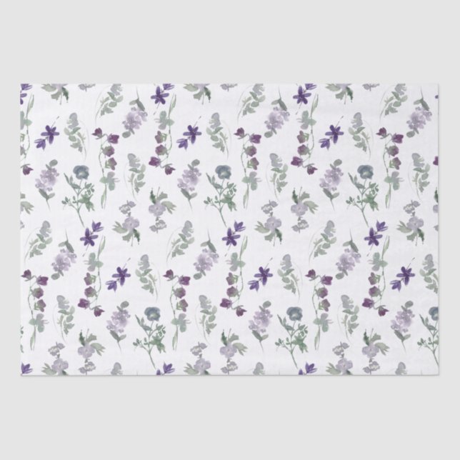 Papel De Seda Paquetes Purple Lavendar Floral para pequeñas empr (Anverso)