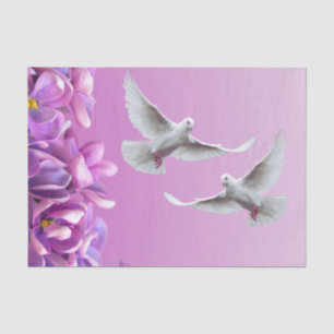 Papel De Seda Par De Bellas Doves Blancas