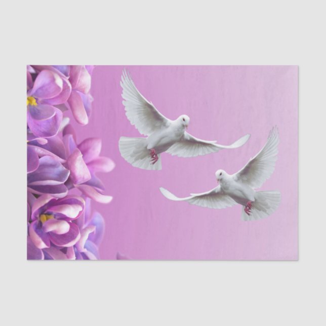 Papel De Seda Par De Bellas Doves Blancas (Anverso)