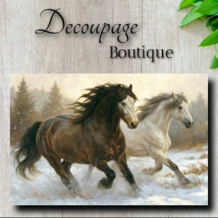 Papel De Seda Par de caballos de carreras de invierno decoupage