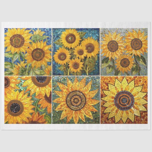 Papel De Seda Para artistas y artesanos textura de girasol mosai (Anverso)