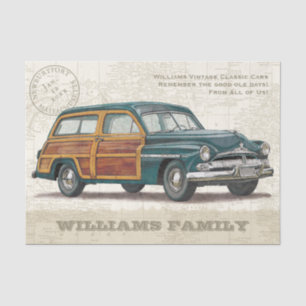 Papel de seda para coche clásico turquesa vintage