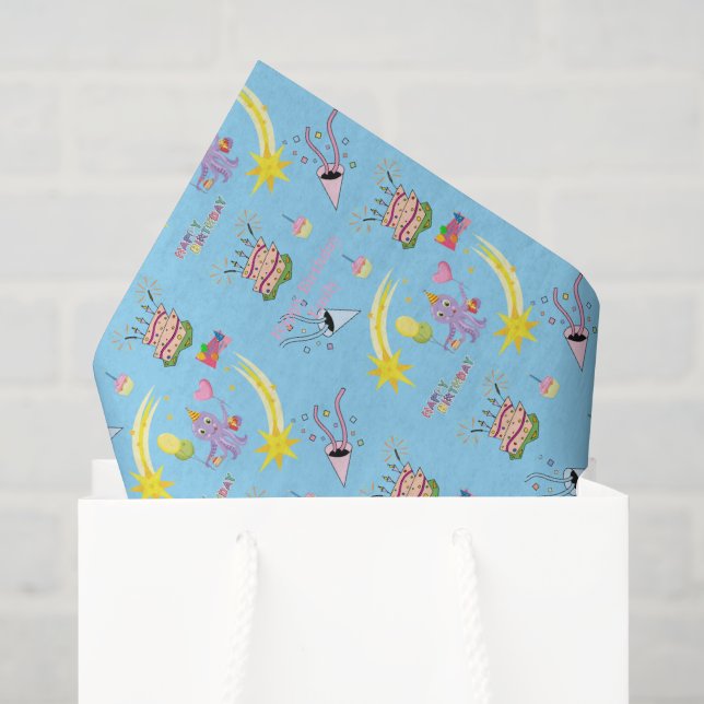 Papel de seda para Cupcake de Pulpo de Cumpleaños  (Bolsa de regalo)