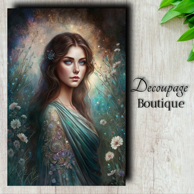 Papel de seda para decoupage arte Doncella de Jard (Garden Maiden Art Decoupage Tissue Paper)