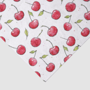 Papel de seda para decoupage con patrón de cerezas