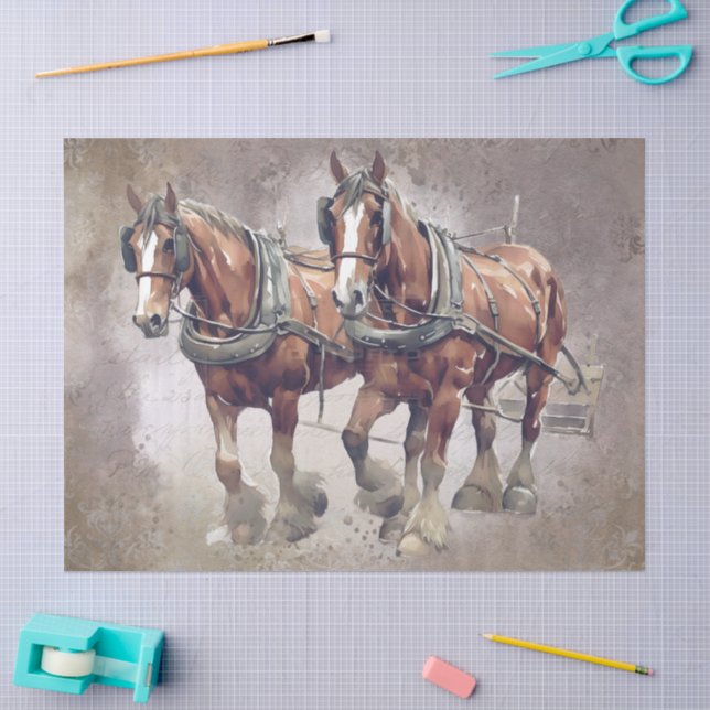Papel de seda para decoupage de caballo de tiro (Artesanía)