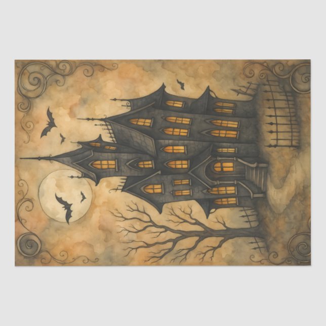 Papel de seda para decoupage de casa gótica embruj (Anverso)