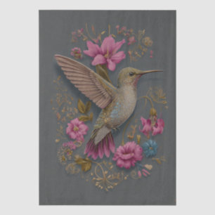 Papel de seda para decoupage de colibrí floral
