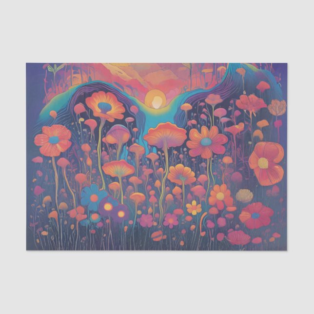 Papel de seda para decoupage de flores Retro Groov (Anverso)