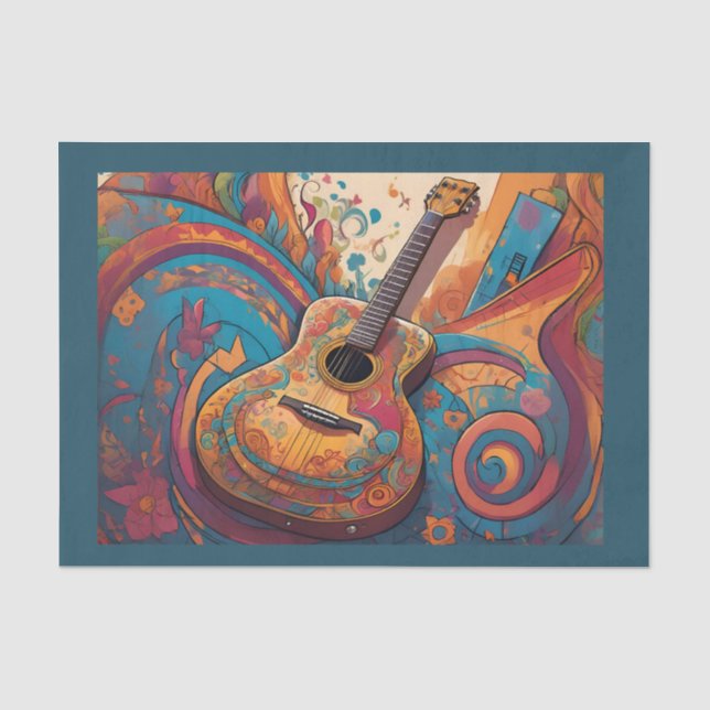 Papel de seda para decoupage de guitarra retro (Anverso)