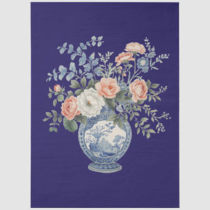 Papel de seda para decoupage de jarrón azul elegan