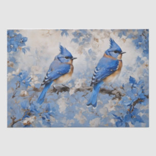 Papel de seda para decoupage de pájaros azules y f
