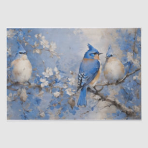 Papel de seda para decoupage de pájaros azules y f