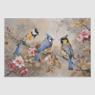 Papel de seda para decoupage de pájaros y ramas