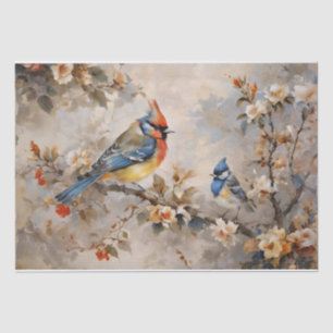 Papel de seda para decoupage de pájaros y ramas