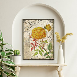 Papel de seda para decoupage de rosa amarilla dora