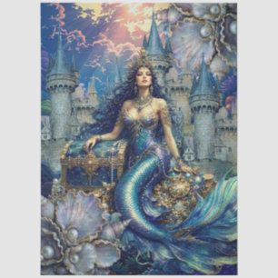 Papel de seda para decoupage de sirena de fantasía