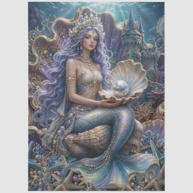 Papel de seda para decoupage de sirena de fantasía (Anverso)