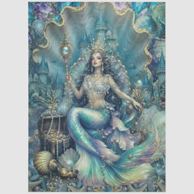 Papel de seda para decoupage de sirena de fantasía (Anverso)