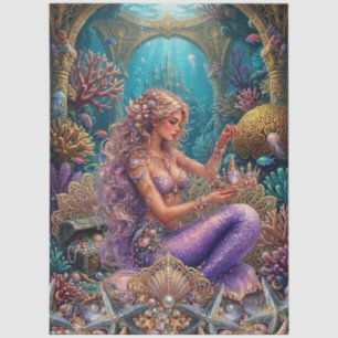 Papel de seda para decoupage de sirena de fantasía