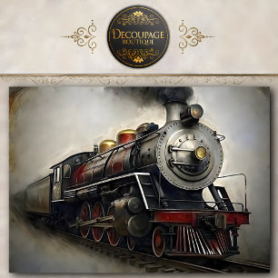 Papel de seda para decoupage de tren de vapor vint