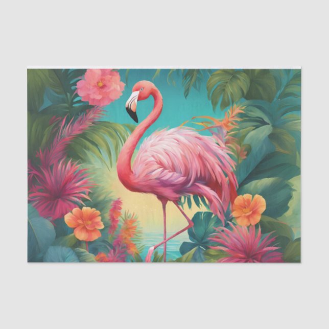 Papel de seda para decoupage Flamingo Trópicos (Anverso)