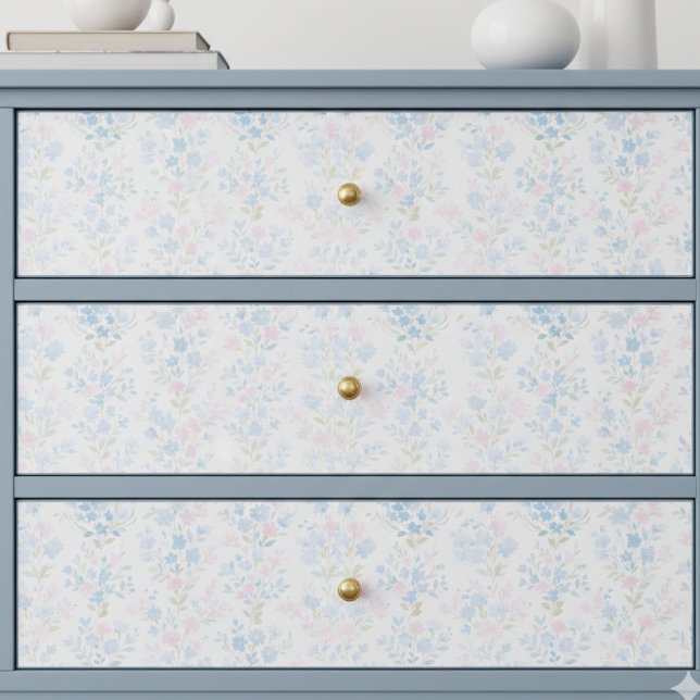 Papel de Seda para Decoupage Floral Pastel (preppy grandmillennial decoupage pink and blue floral tissue paper )