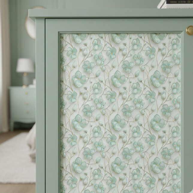 Papel de seda para decoupage floral verde (romantic green floral jewel decoupage tissue paper)