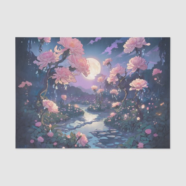 Papel de seda para decoupage Jardín Lluvioso bajo  (Anverso)